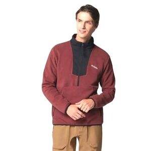 Gorpcore Columbia Fleece Pullover Men's XL Red Black Half Zip Outdoor Hiking‎